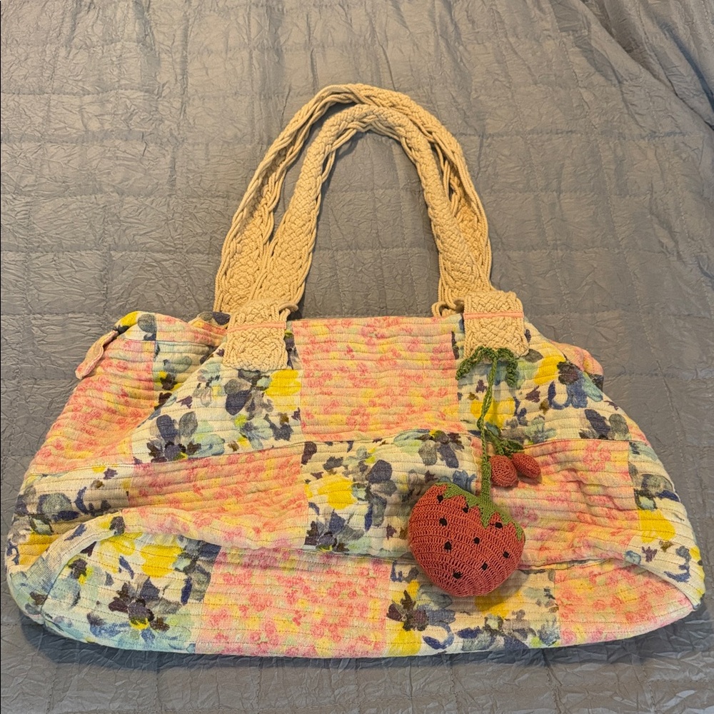 LoveShackFancy Floral Patchwork Tote with Strawbe… - image 2